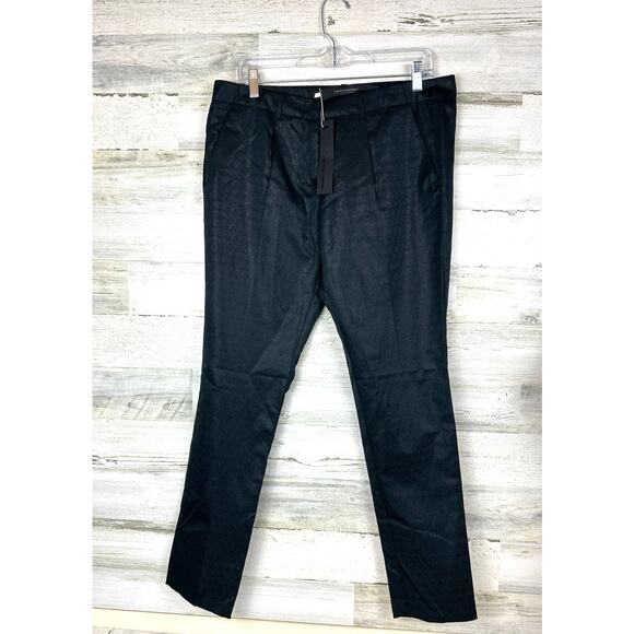 Messagerie Patrizio Piscaglia Women’s 12 Black Jacquard Straight Dress Pants New - Picture 1 of 6